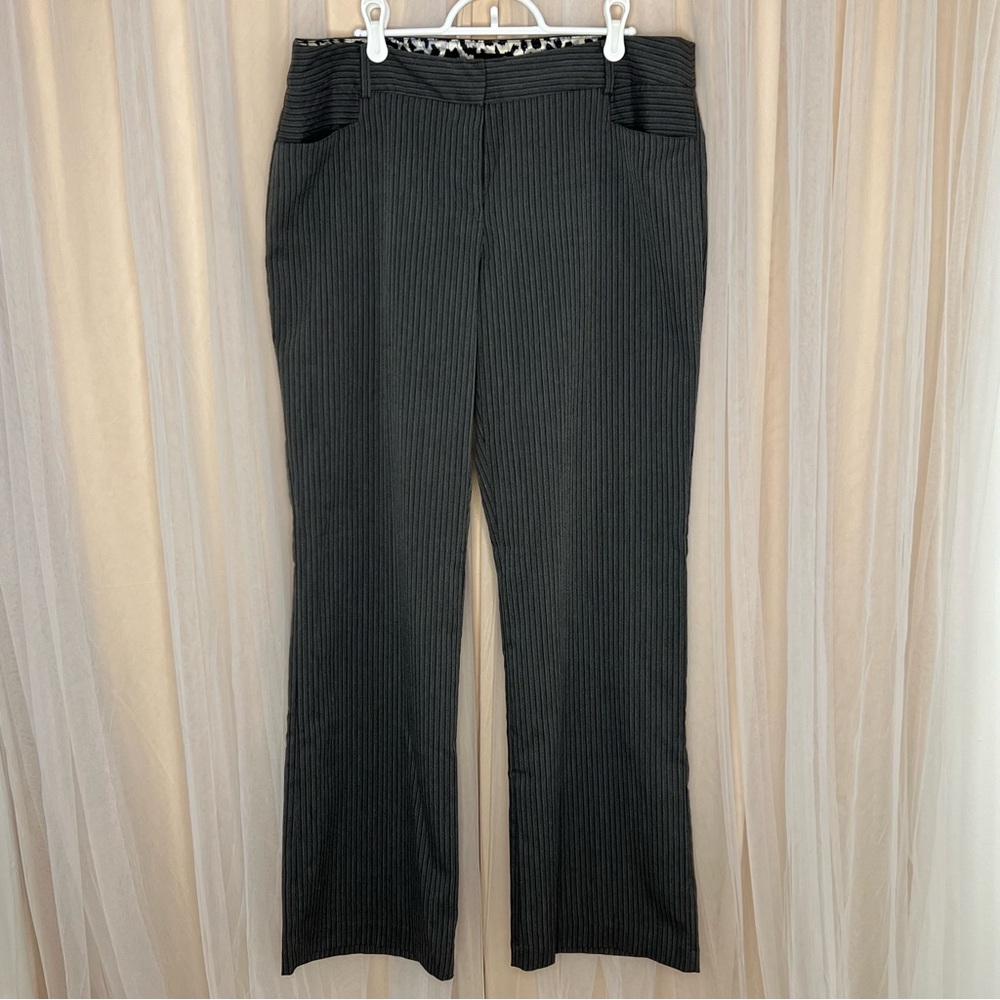 Stretch Pinstripe Black Women's Wide-Leg Pants